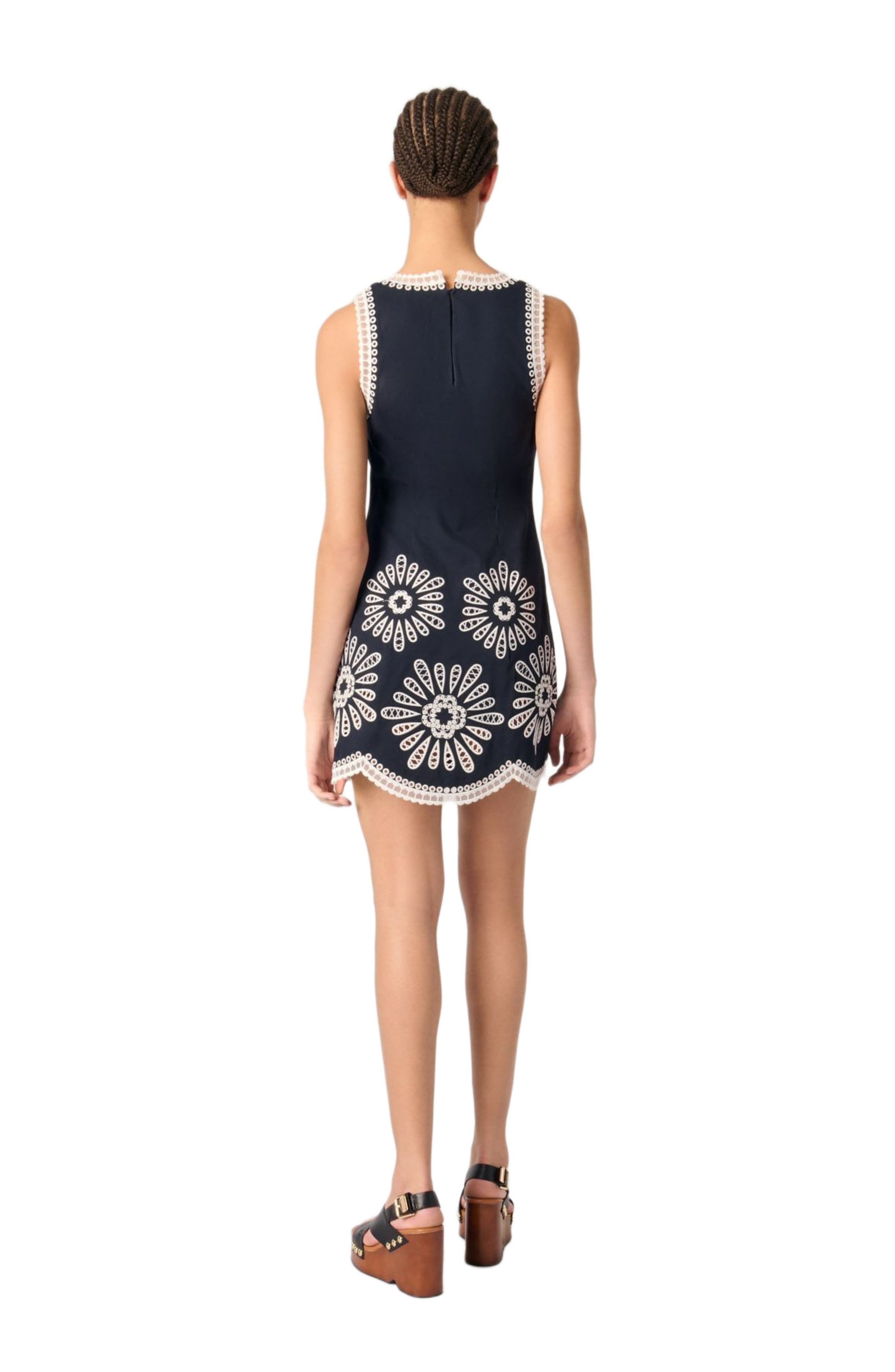 maje Short dress with crochet details in Navy at Nordstrom - 3