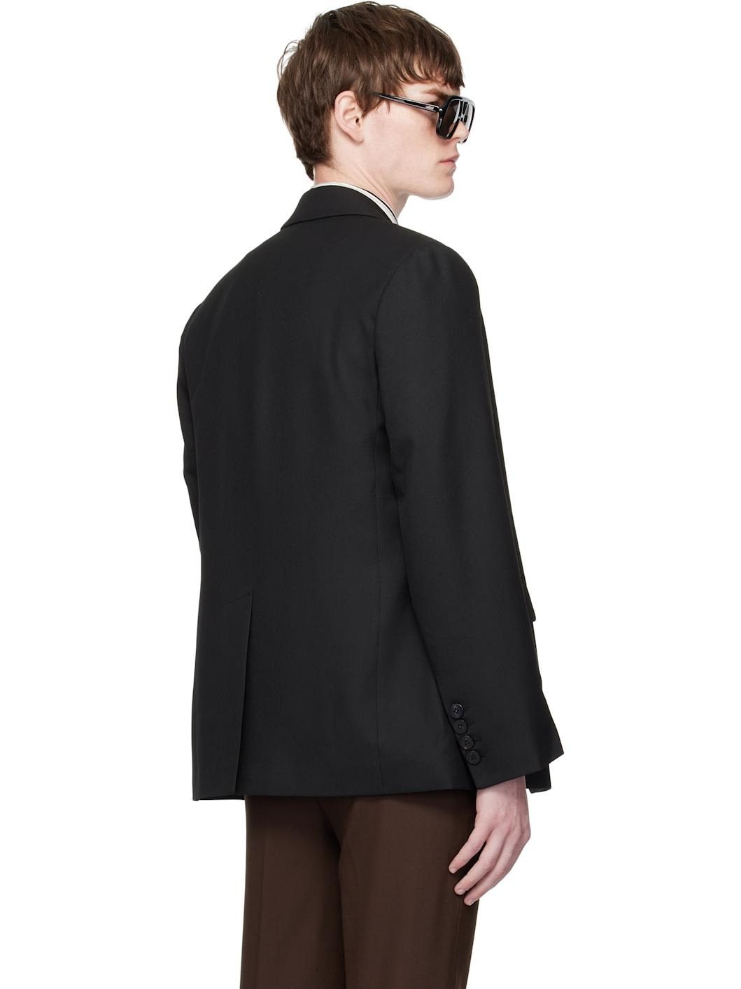 Black Double Breasted Tuxedo Blazer - 3