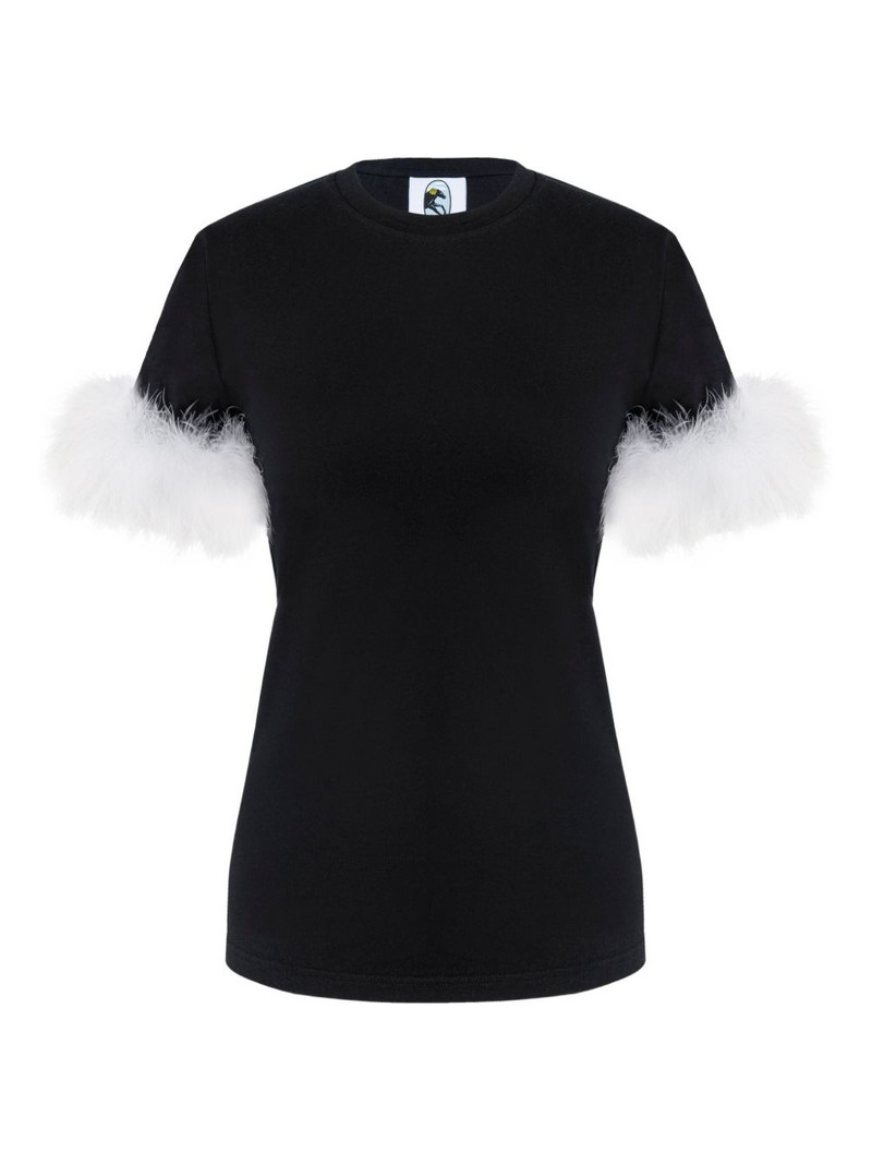 feather-embellished T-shirt 1
