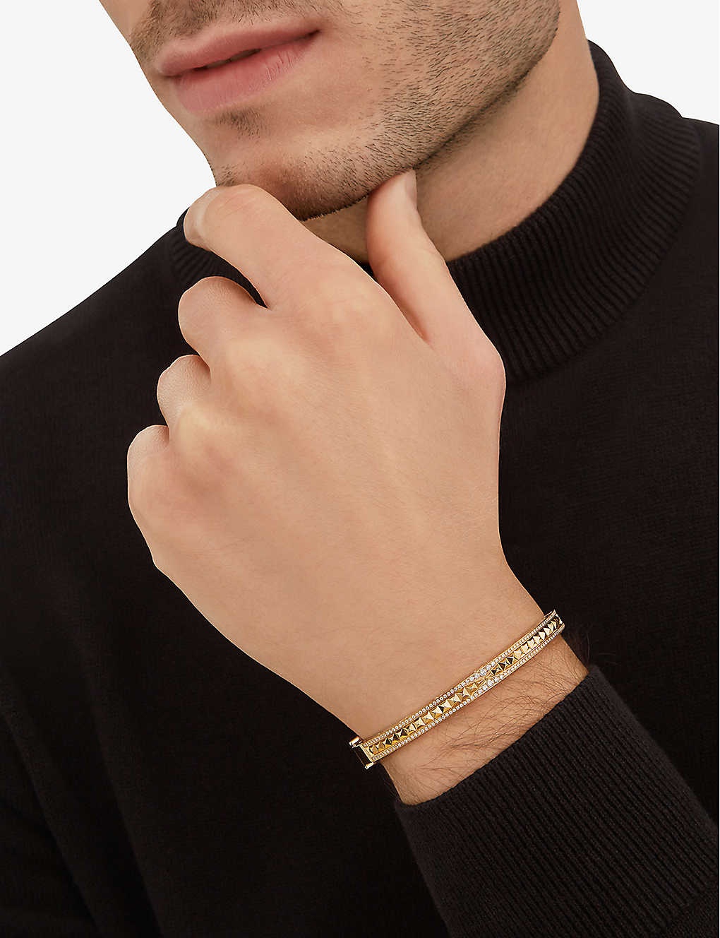 B.zero1 18ct yellow-gold and diamond pavé bracelet - 5