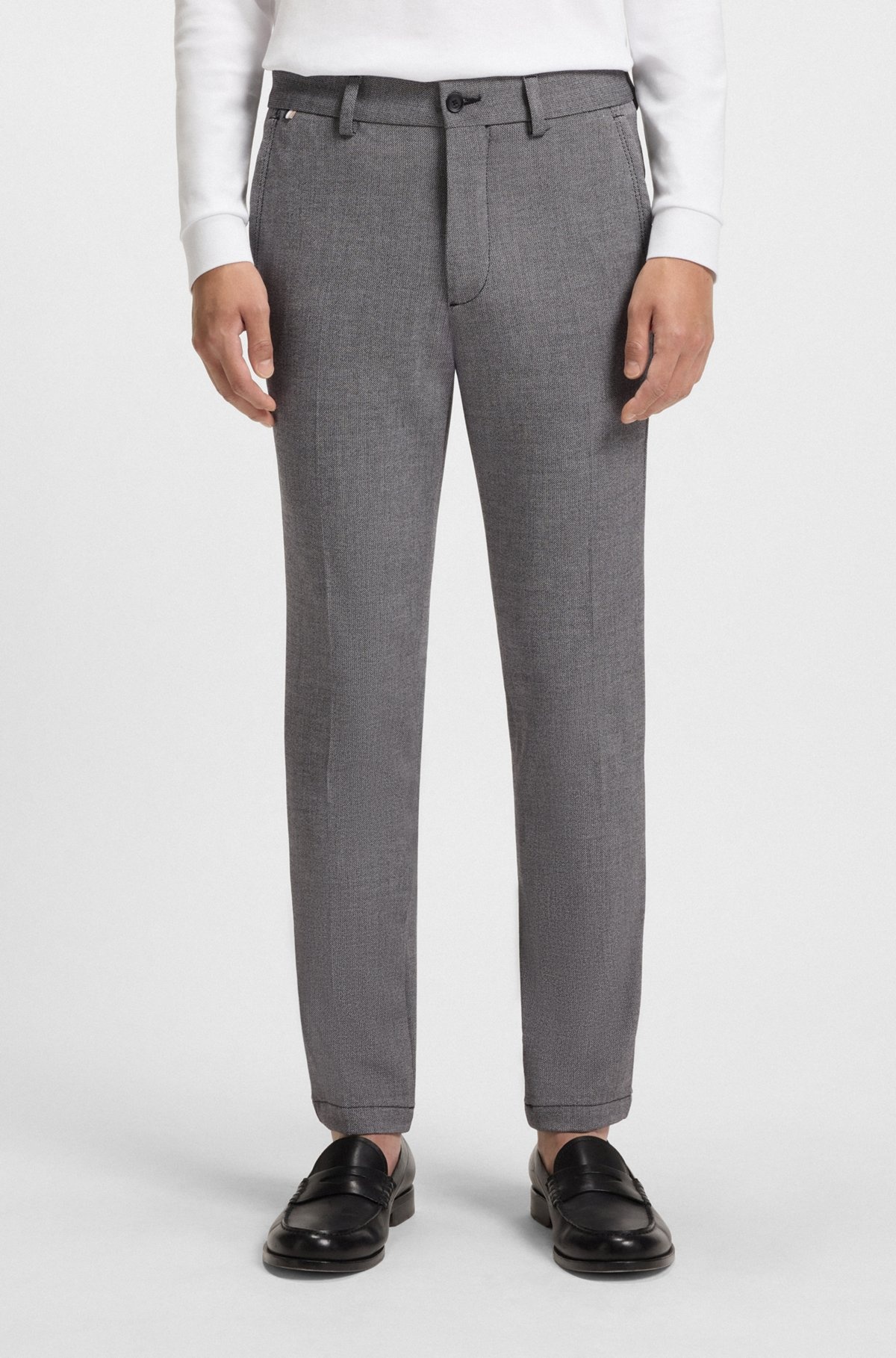 SLIM-FIT TROUSERS IN MELANGE STRETCH FABRIC - 2