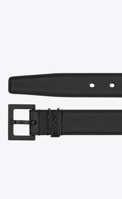 SAINT LAURENT monogram belt with square buckle in lacquered leather outlook