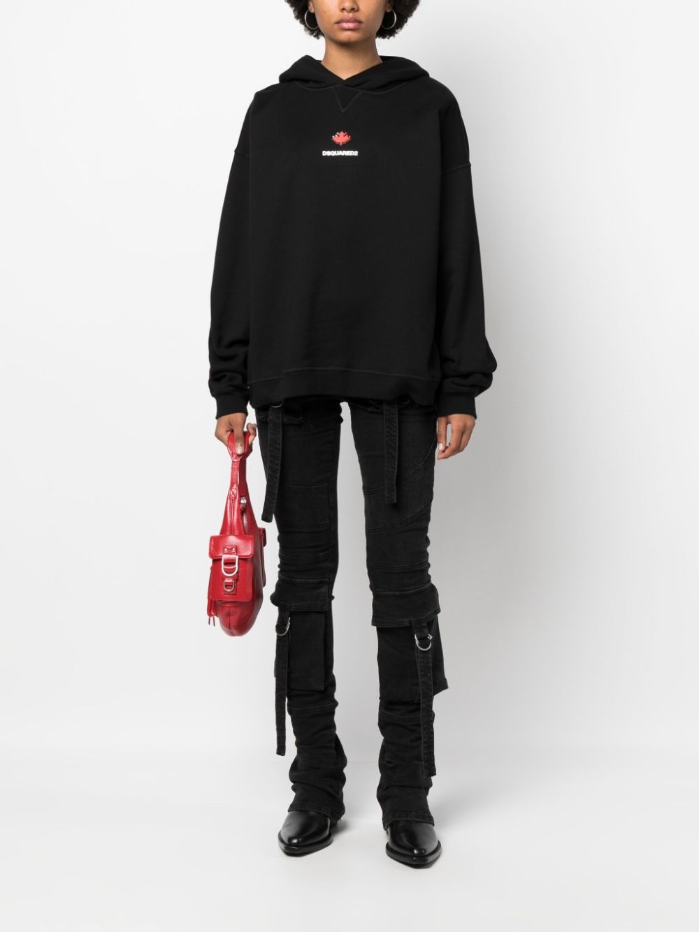 logo-print cotton hoodie - 2