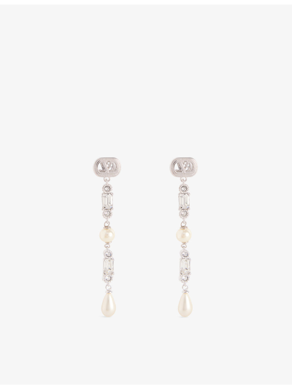 Ovalette Brass And Swarovski Crystal And Pearl Earrings - 1