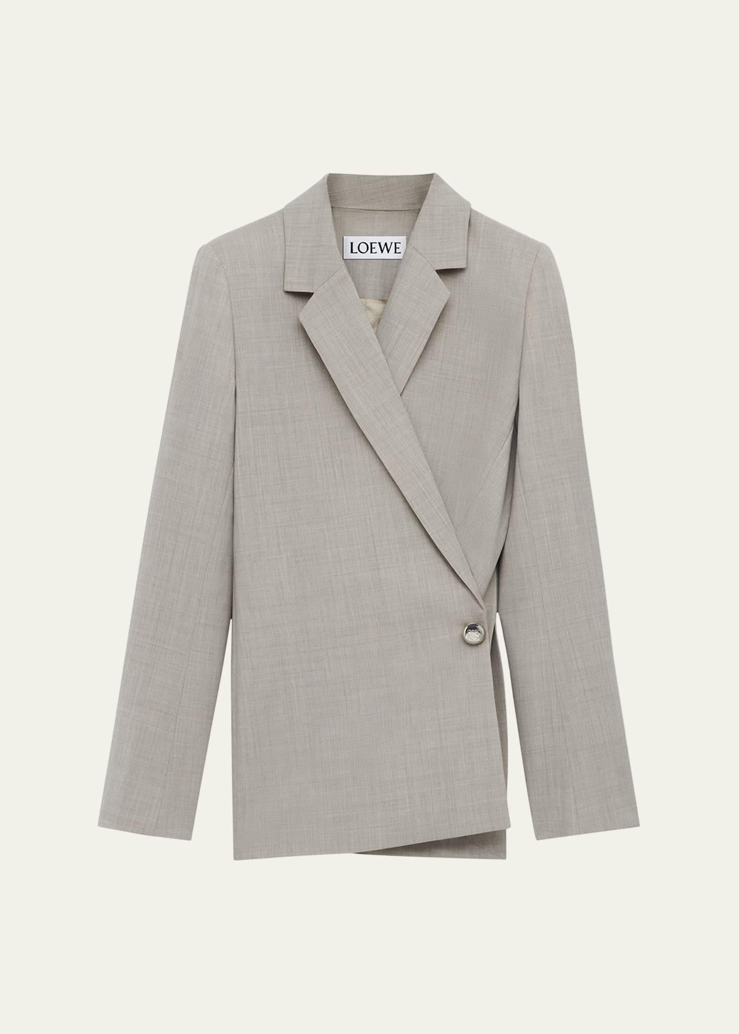 Pebble Button Single-Breasted Wrap Blazer - 1