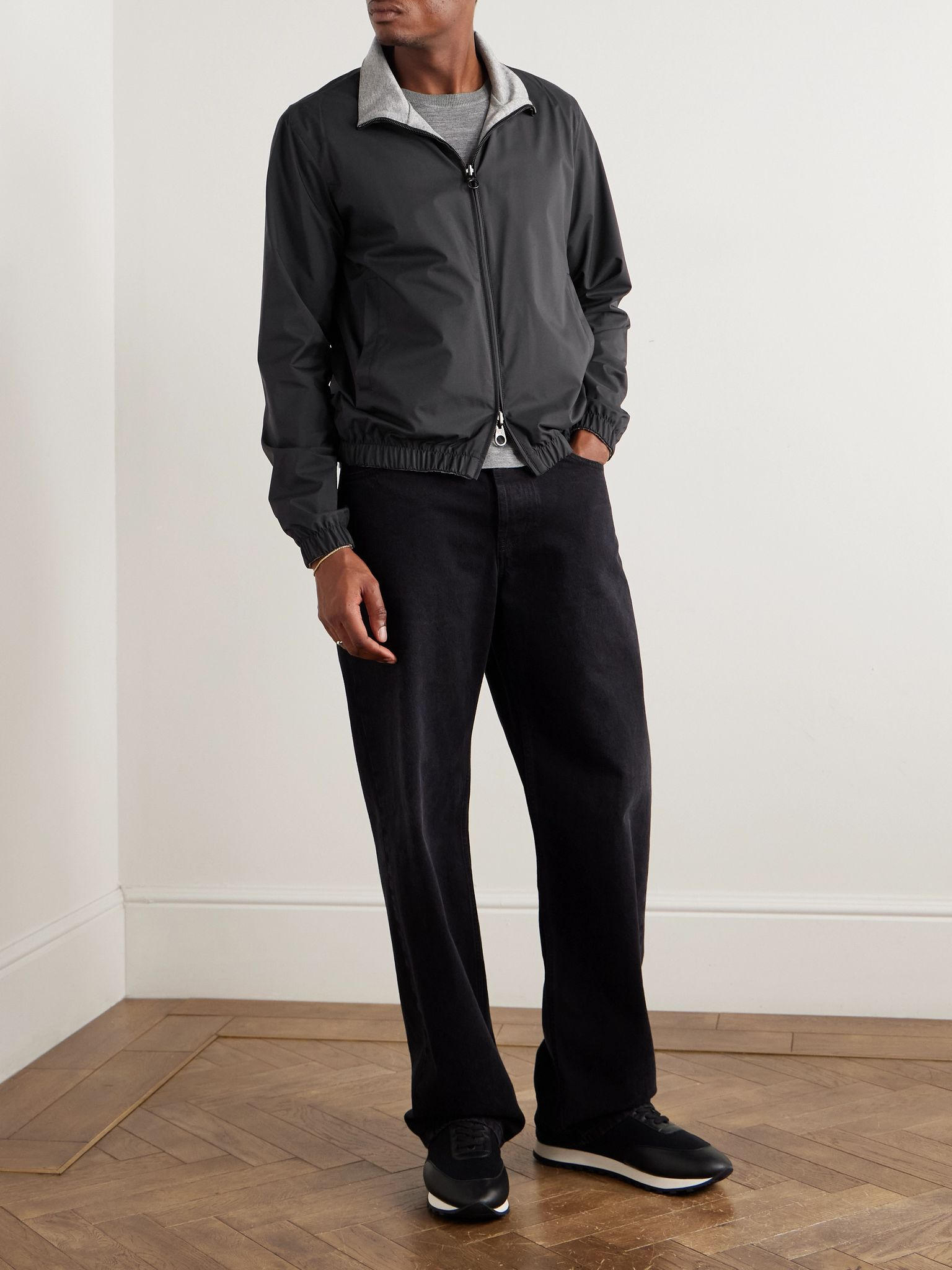 Reversible Windmate® Storm System® Nylon and Cashmere Blouson Jacket Black - 2