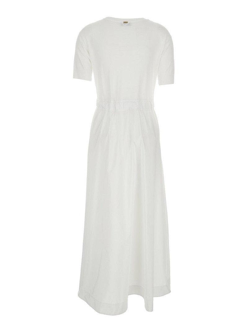 Herno Long Dress with Bow on the Front in White Tech Fabric for Women Polyester outlook