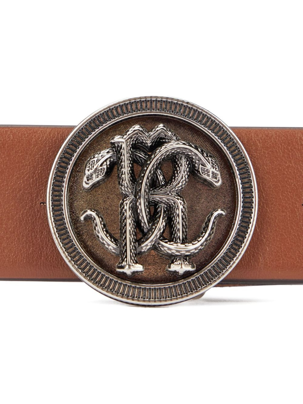 snake-buckle leather belt - 3