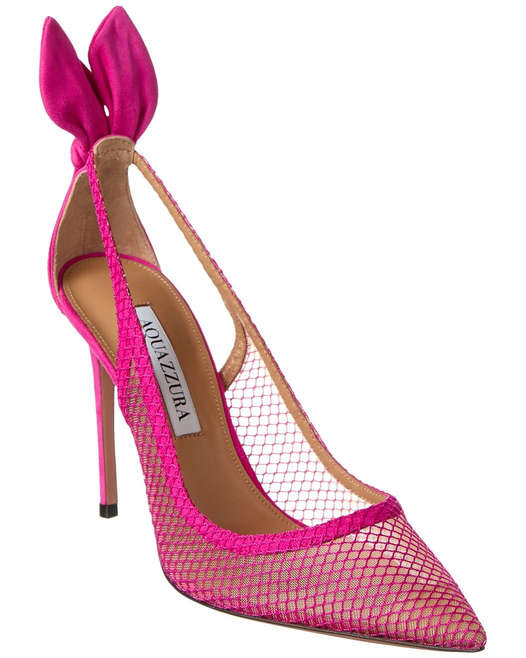 Aquazzura Bow Tie 105 Mesh & Suede Pump - 1