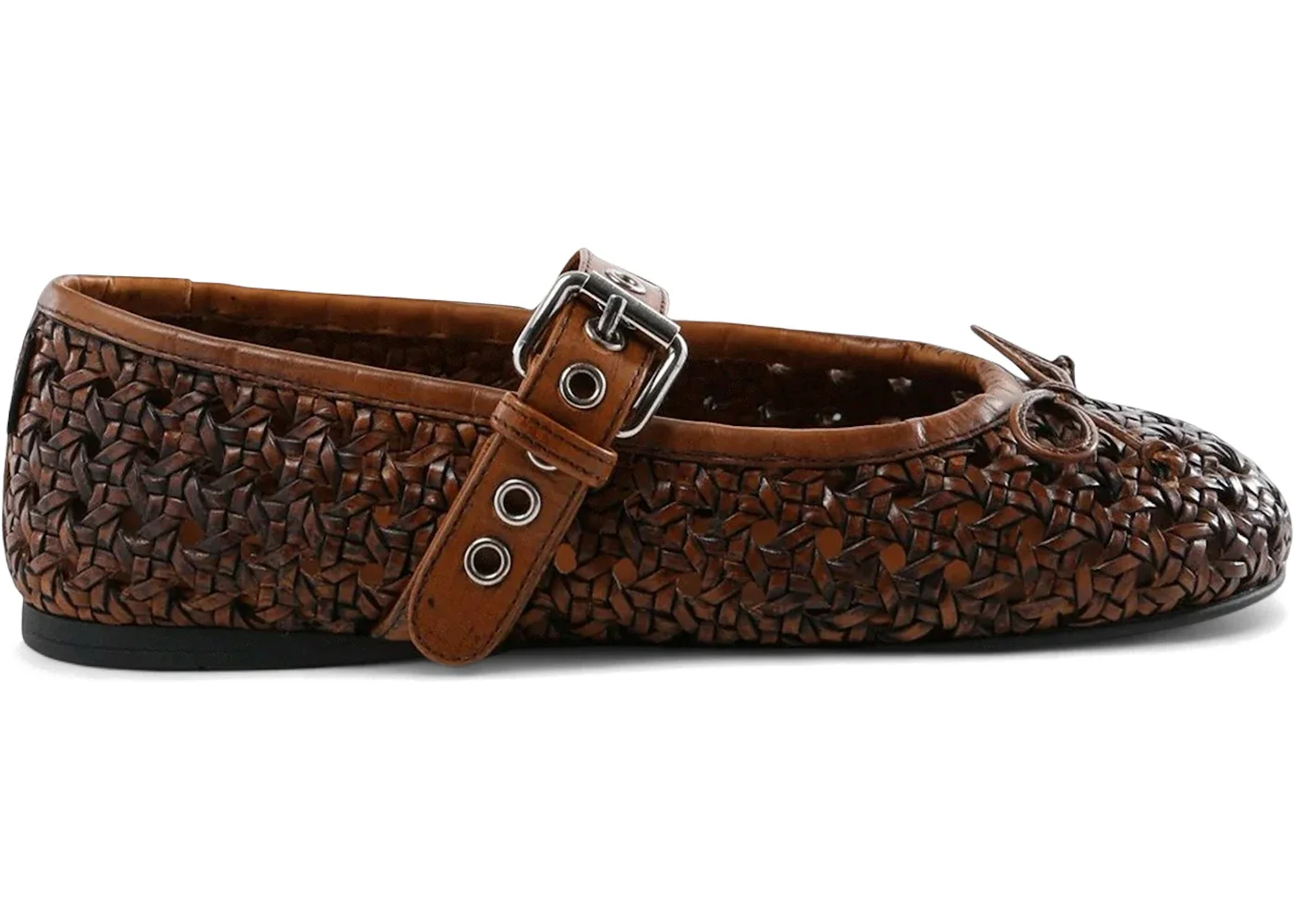 Miu Miu Woven Ballerina Flat Cognac (Women's) - 1