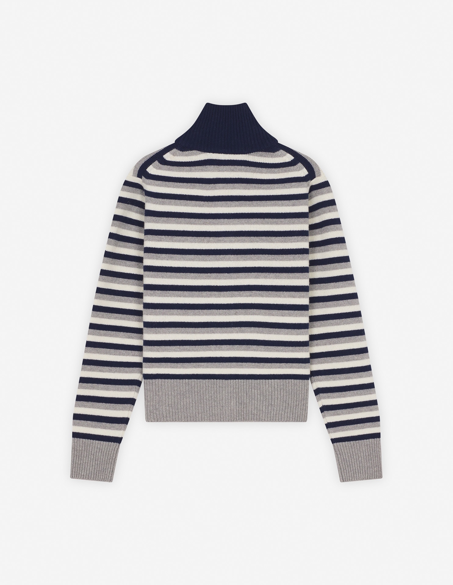 FOX HEAD INTARSIA STRIPED HIGH NECK CARDIGAN - 6