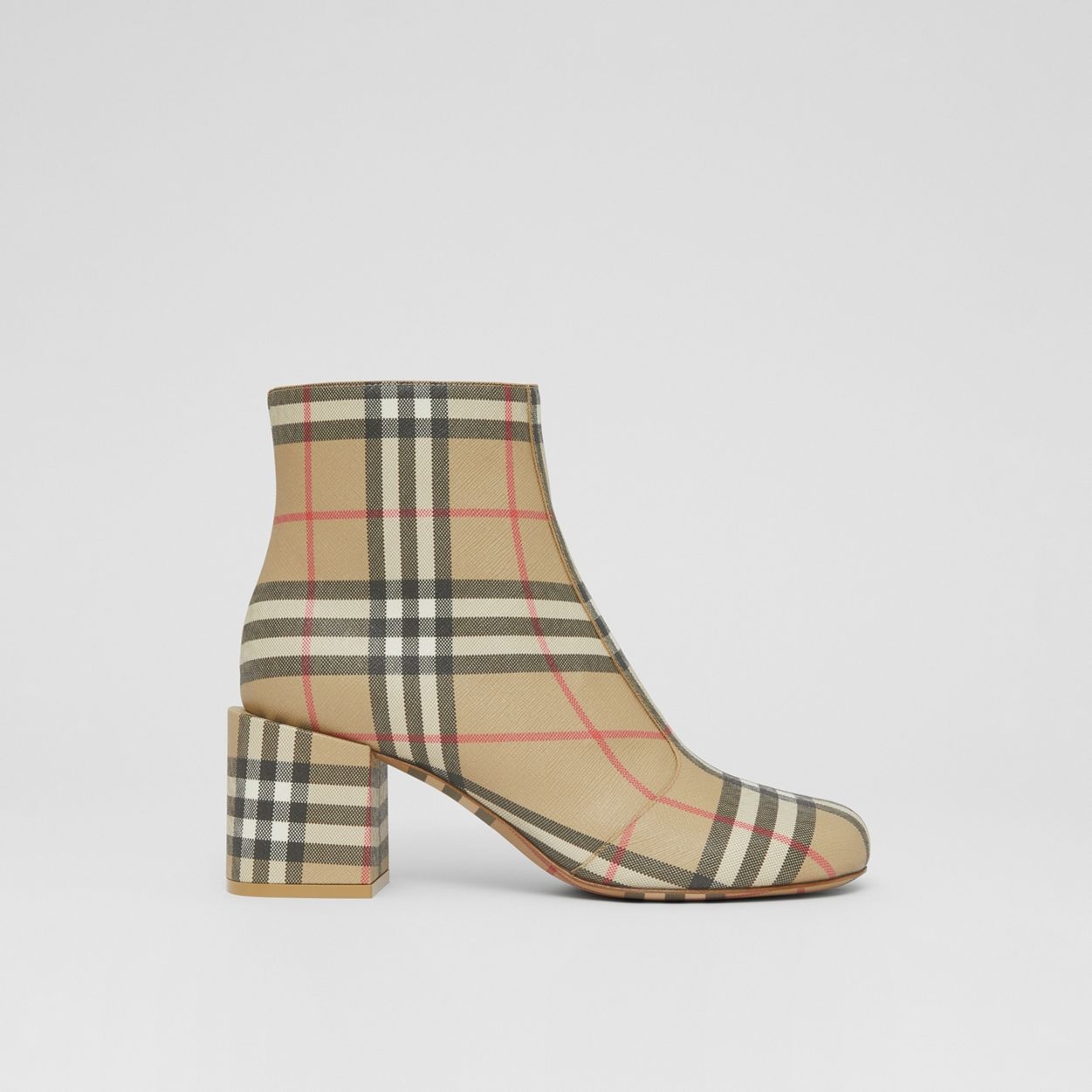 Vintage Check Block-heel Ankle Boots - 1