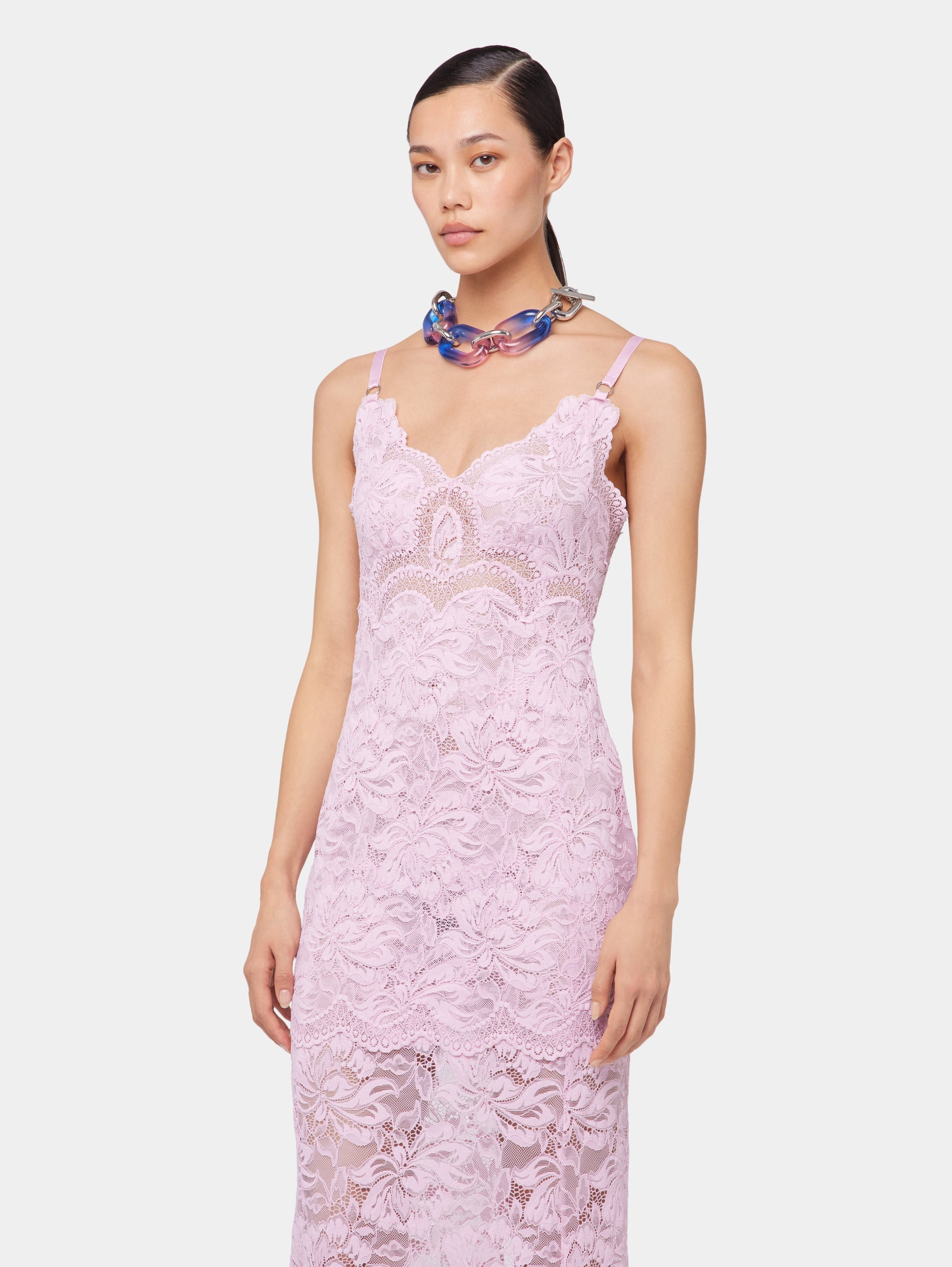 PINK LONG DRESS IN LACE - 3