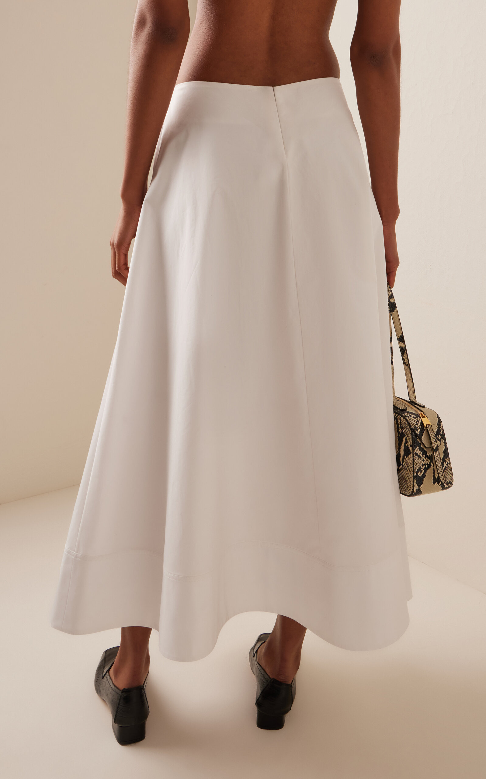 The Knox Low-Rise Cotton Poplin Midi Skirt white - 4