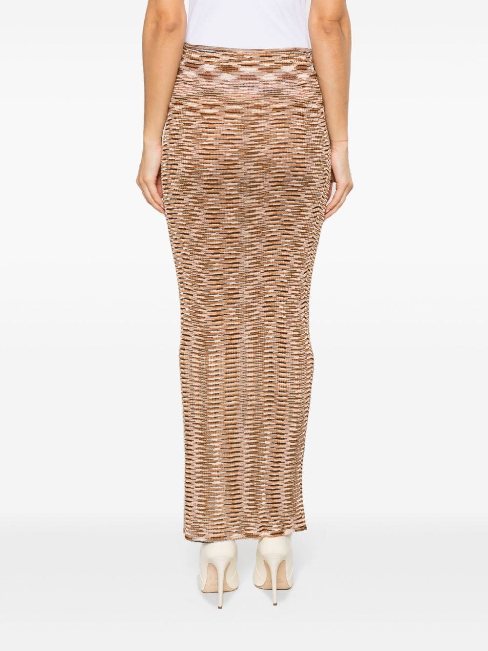 patterned-intarsia knit tube skirt - 4