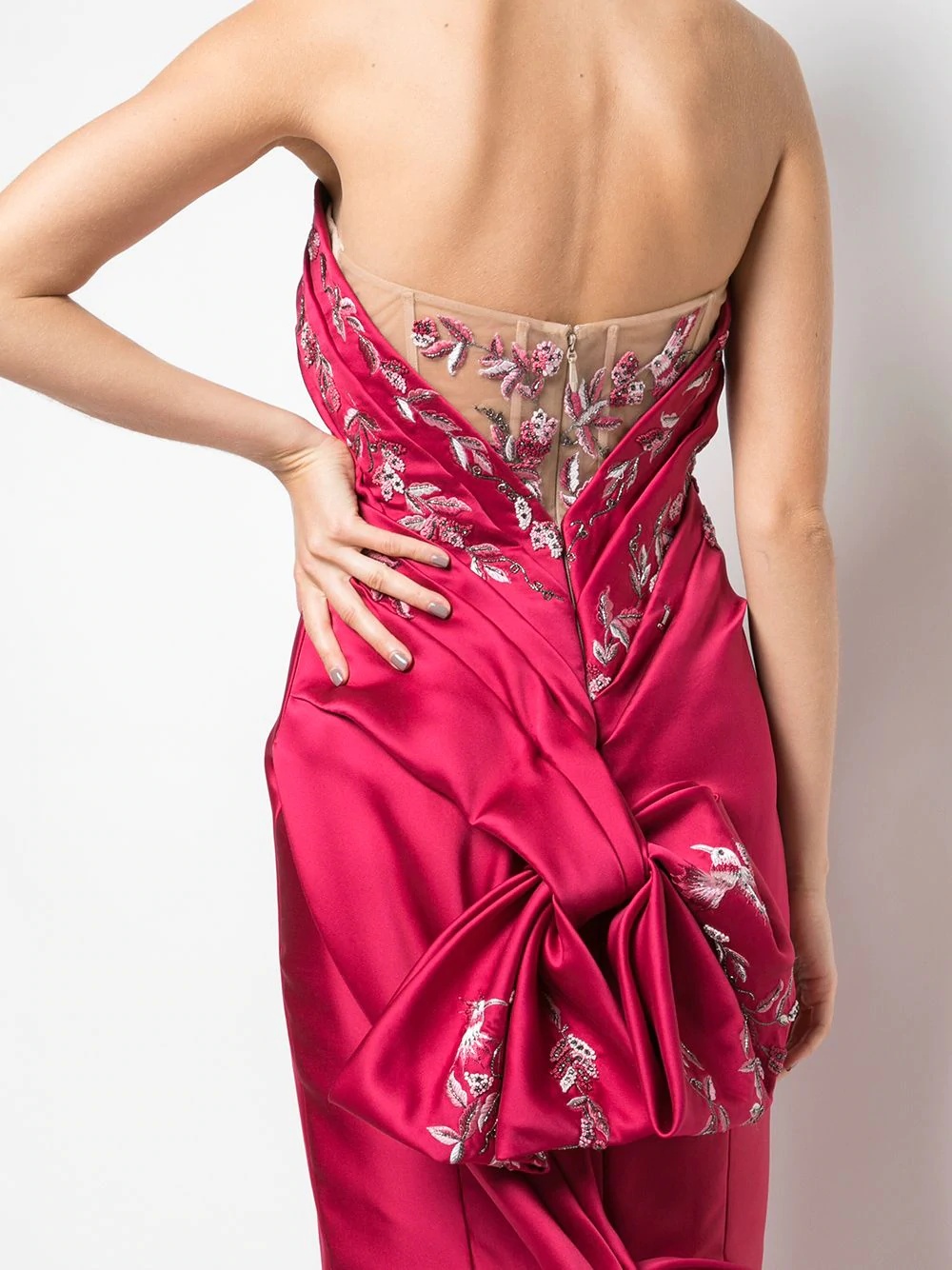 embroidered strapless gown - 5