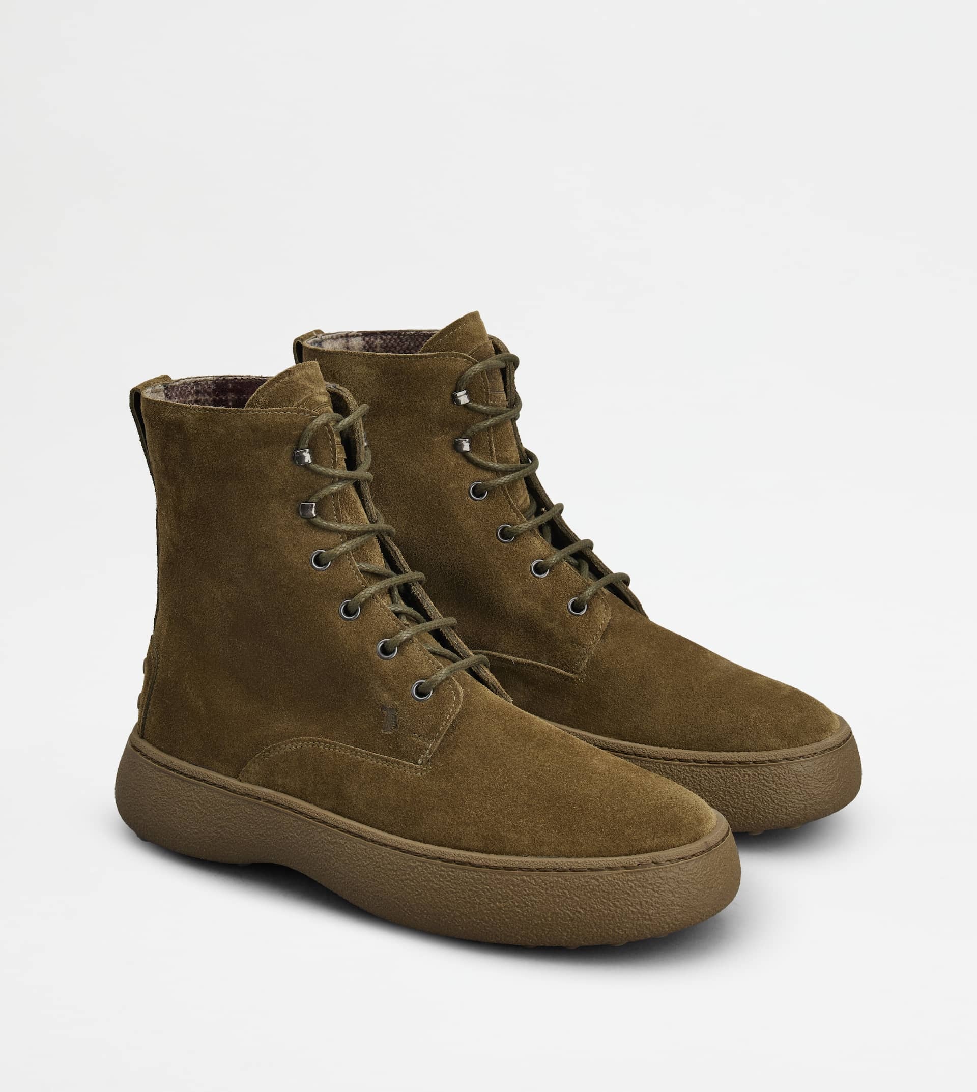 TOD'S W. G. LACE-UP ANKLE BOOTS IN SUEDE - GREEN - 3
