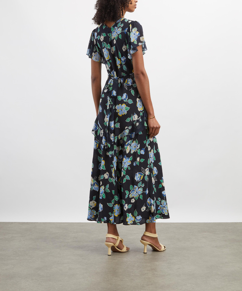 Evie Kimmie Floral Navy Silk Dress 4