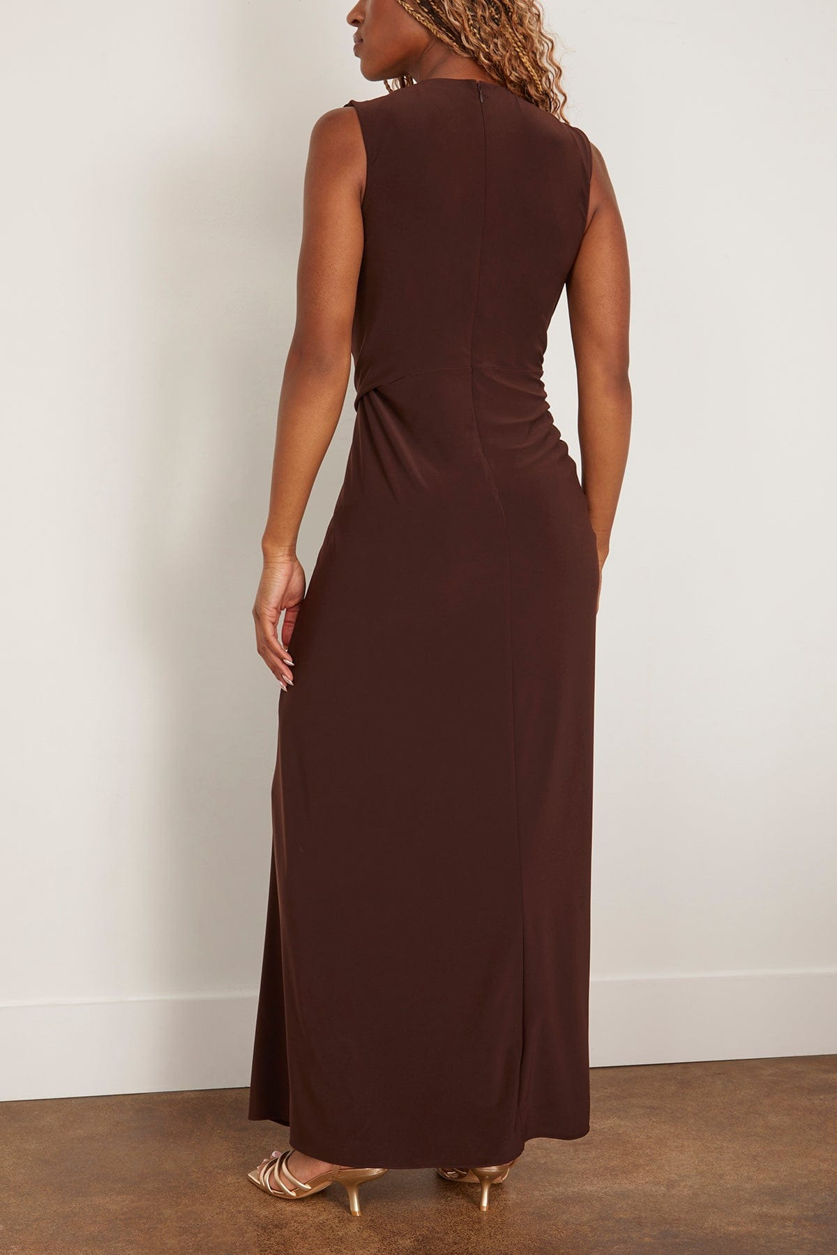 Serena V-Neck Dress in Espresso - 4