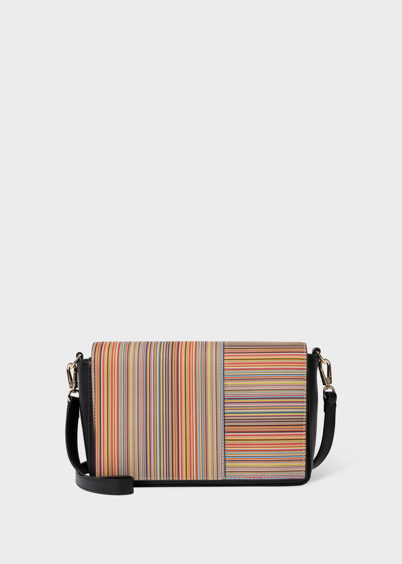 Leather 'Signature Stripe' Flap Cross Body Bag 1