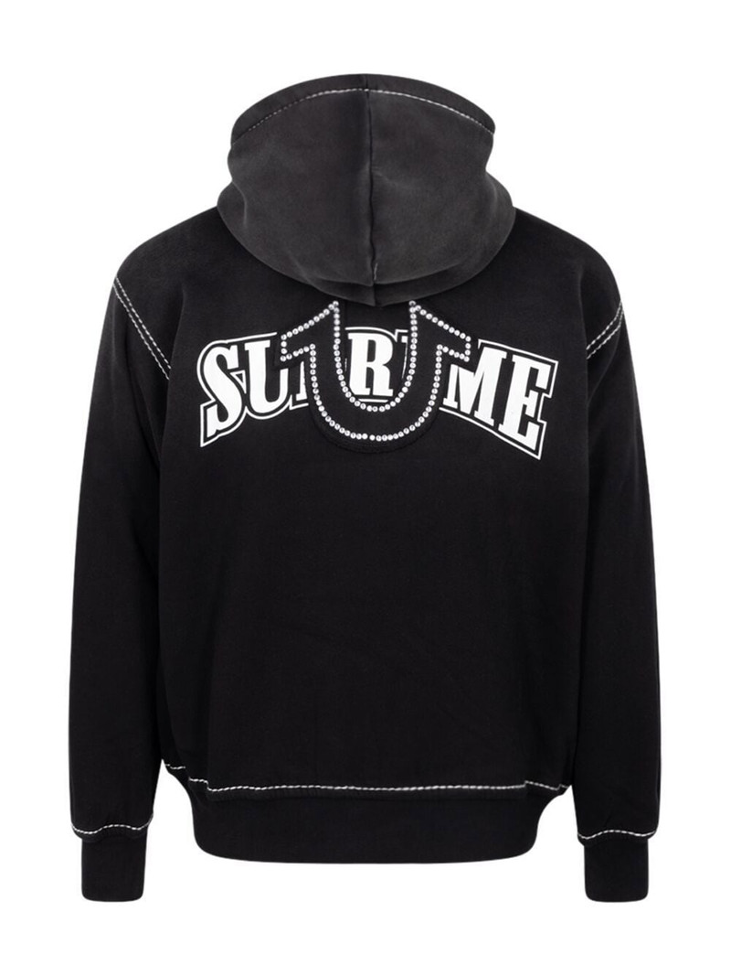 Supreme contrasting stitch zip-up hoodie outlook