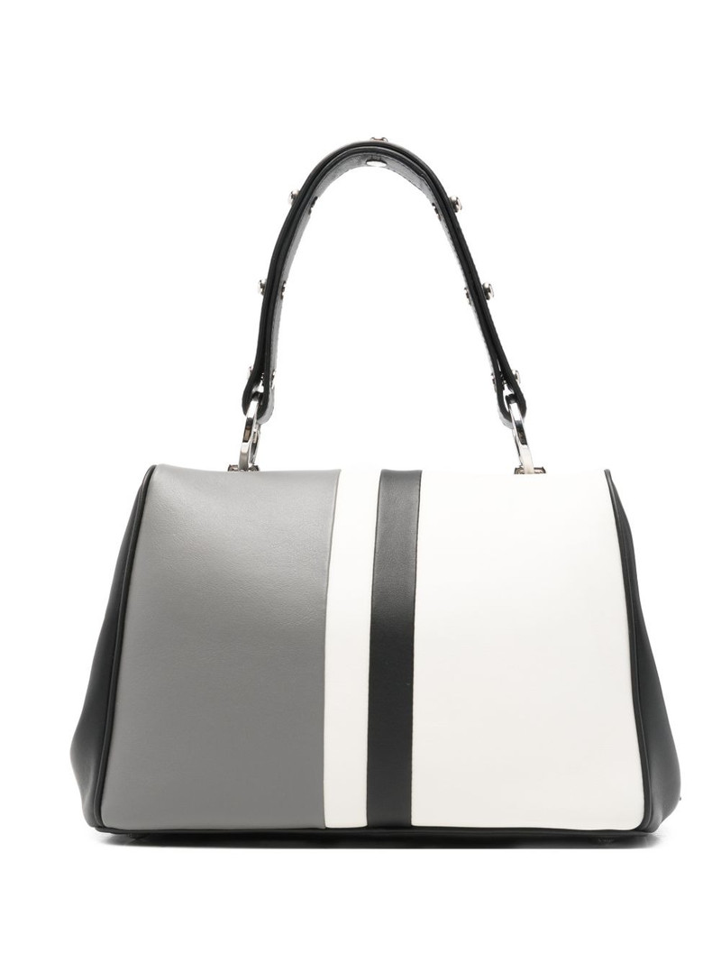 striped-detail studded-embellishment tote bag 1
