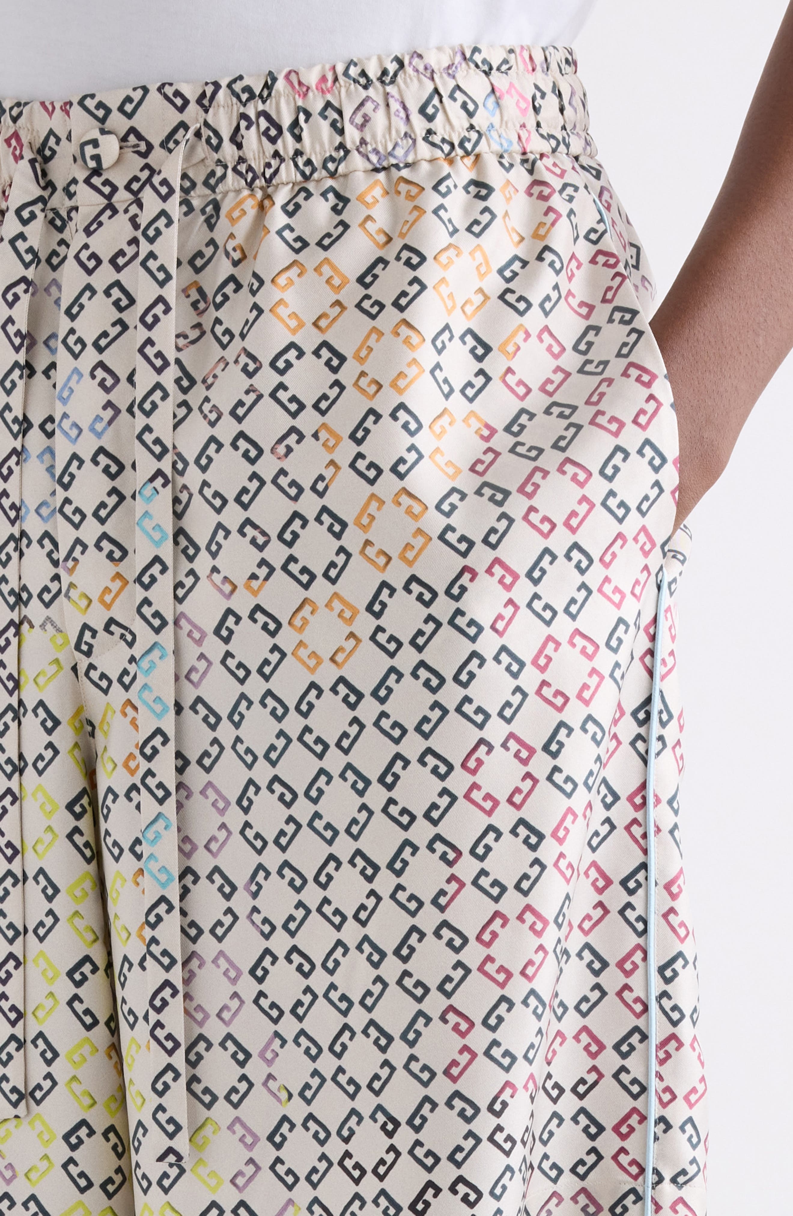 Givenchy Monogram 72 Print Silk Pajama Shorts in White Multicolored at Nordstrom - 5