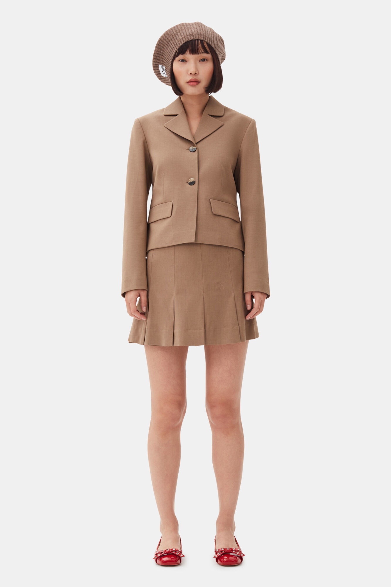 BROWN DRAPEY MELANGE FITTED BLAZER - 3