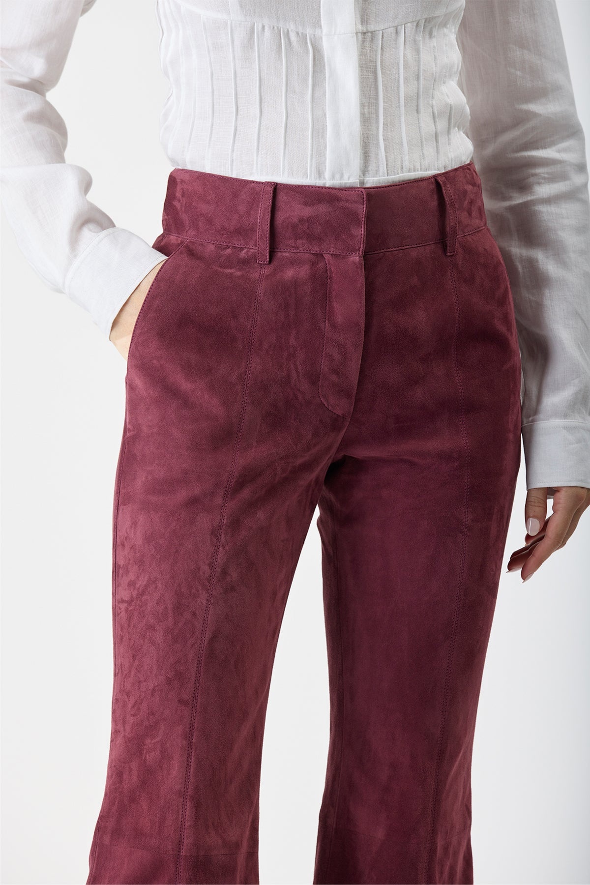 Rhein Pant in Deep Bordeaux Suede - 6