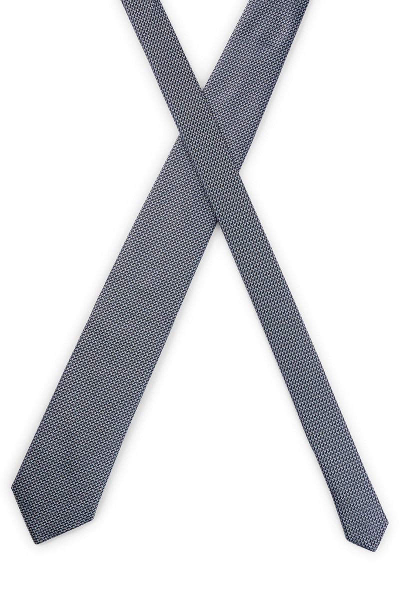 SILK TIE WITH JACQUARD-WOVEN MICRO PATTERN 4