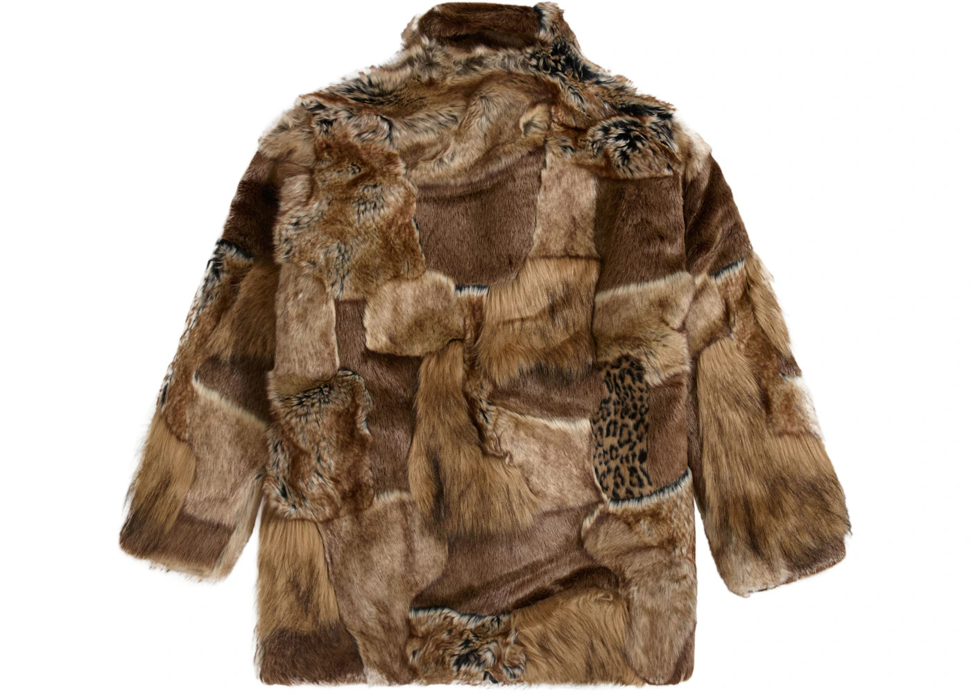 Supreme MM6 Maison Margiela Patchwork Faux Fur Coat Brown - 3