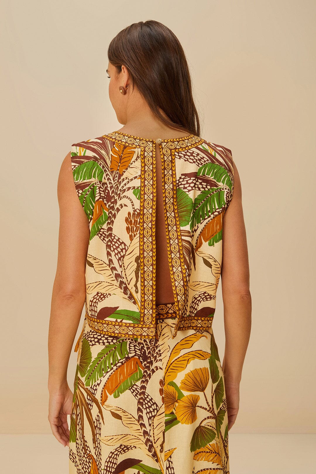 Sand Foliage Sketch Lenzing™ Ecovero™ Euroflax™ Blouse - 4