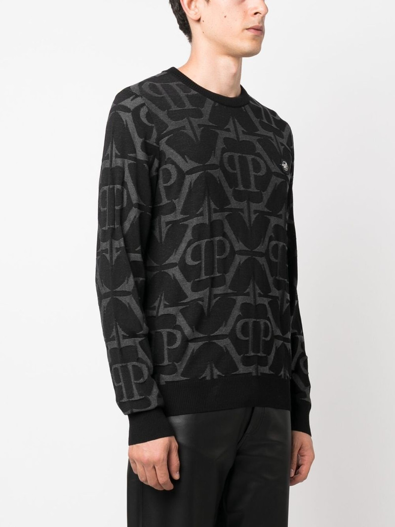 monogram-pattern wool-blend jumper 3