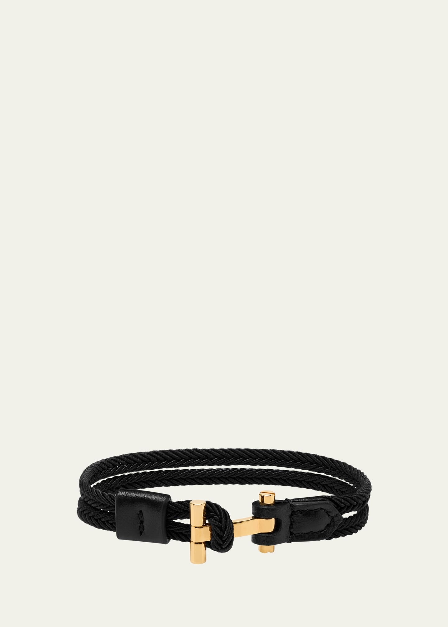 Men's Braided Nylon and Leather T-Bar Bracelet - 1