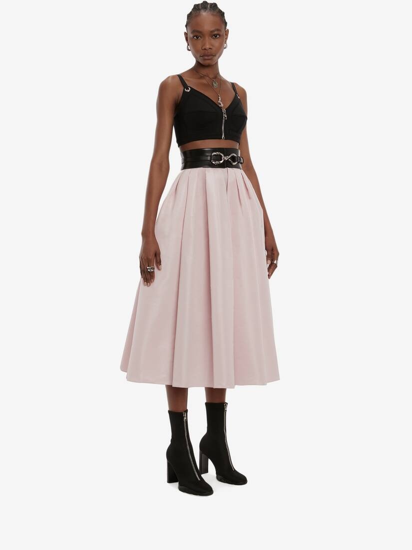 Pleated Midi Skirt in Pink - 3