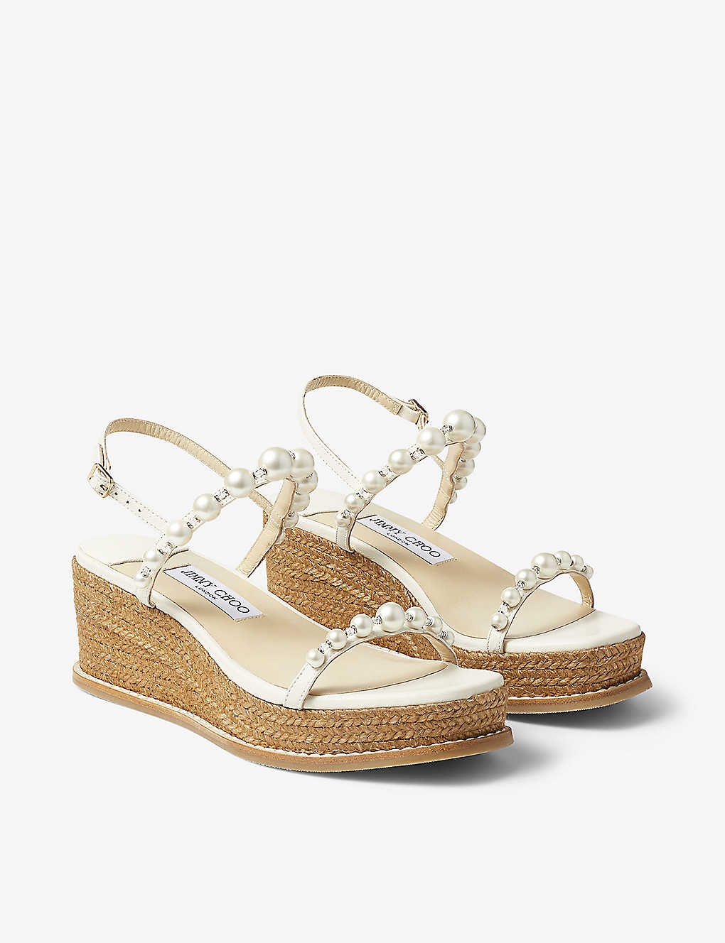 Amatuus 60 faux pearl-embellished leather wedge sandals - 3