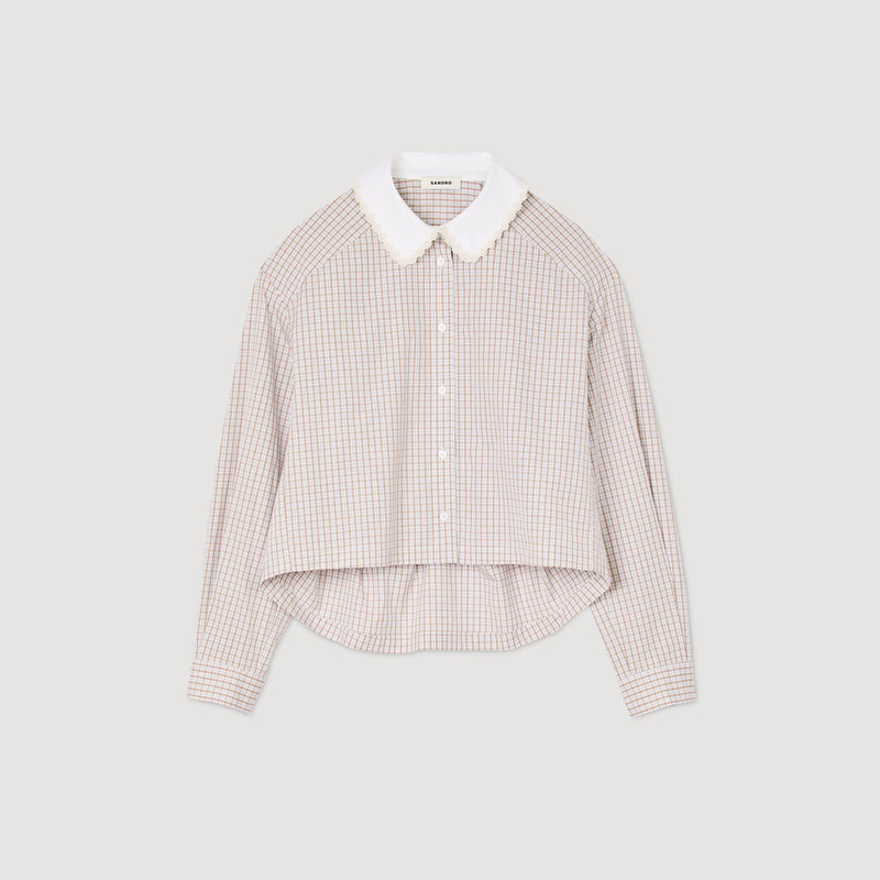 PLAID AND PEARL COLLAR SHIRT 1