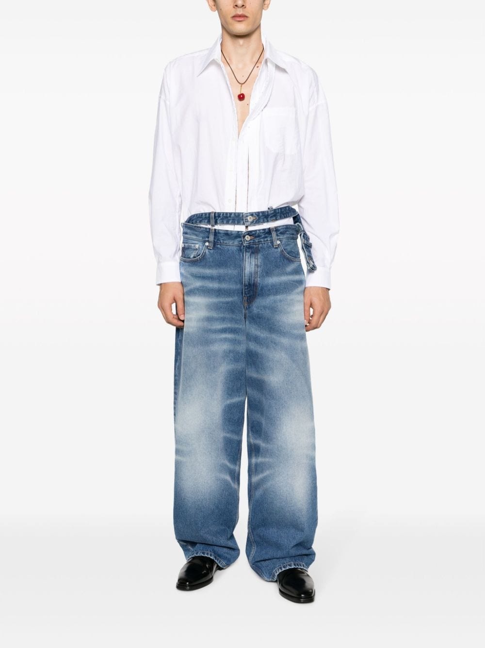 double-waist wide-leg jeans - 3