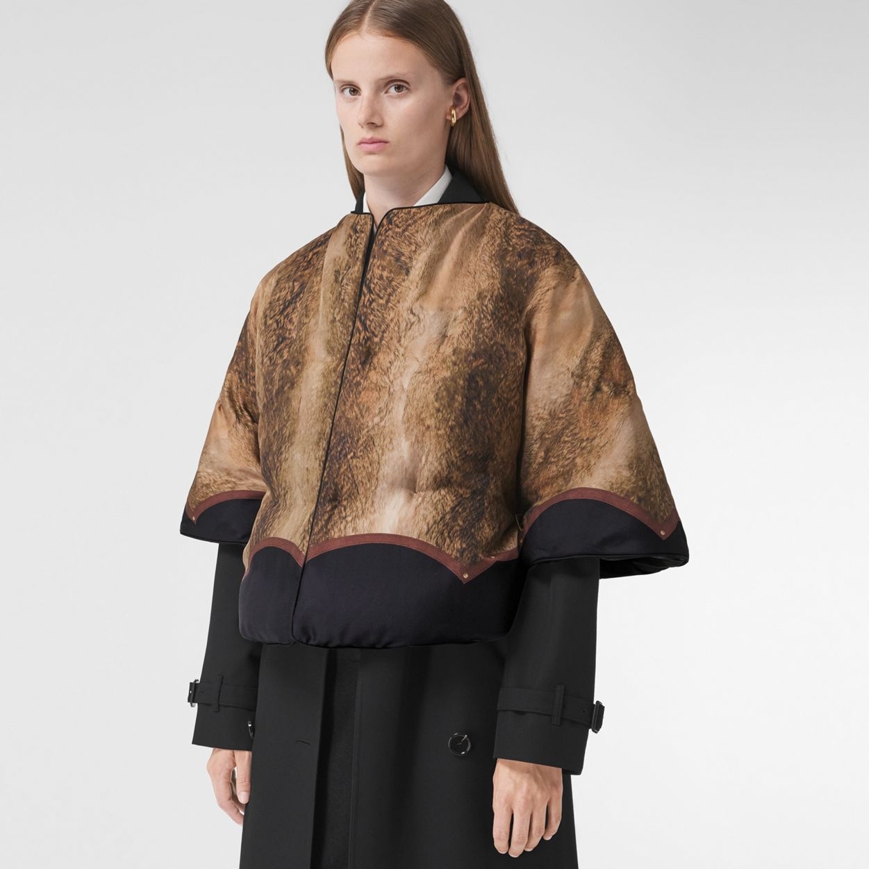 Animal Print Padded Silk Cape - 6