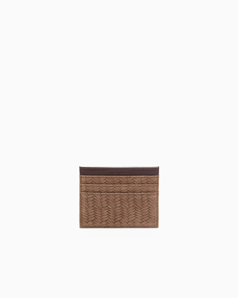 EMPORIO ARMANI EMBOSSED SUEDE CARD HOLDER outlook