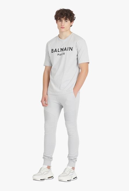 Light gray eco-designed sweatpants with black Balmain logo print - 2