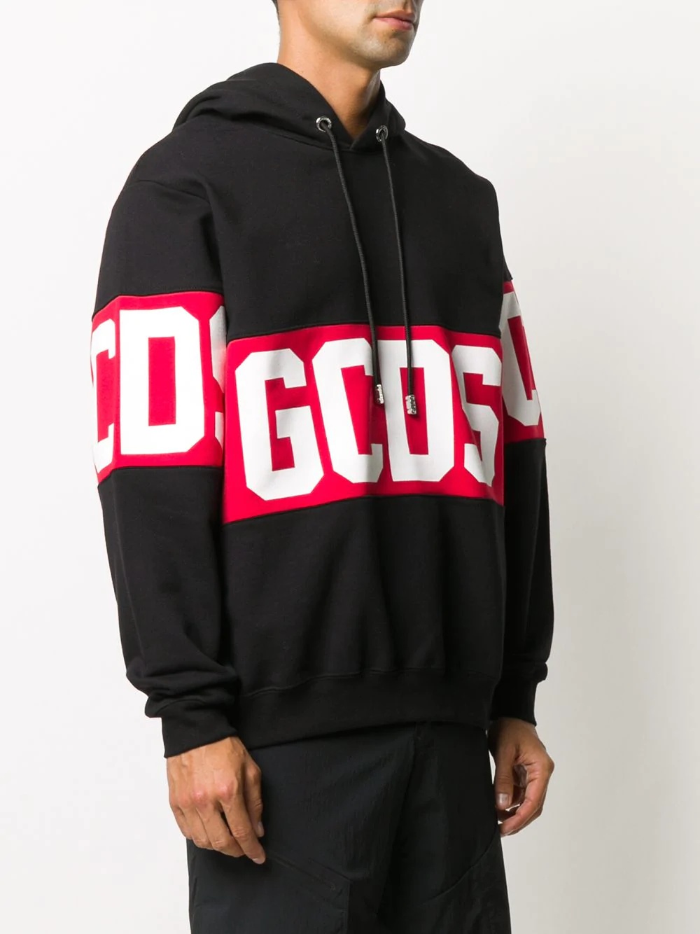 logo print drawstring hoodie - 3