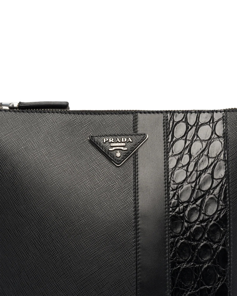 Saffiano and Crocodile Leather Cross-Body Bag 6
