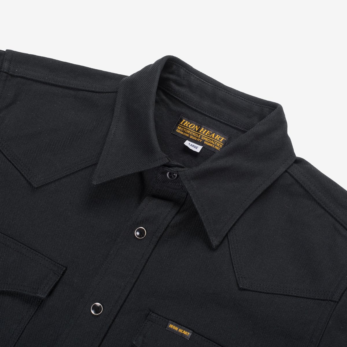 IHSH-235-BLK Military Serge Western Shirt Black - 2