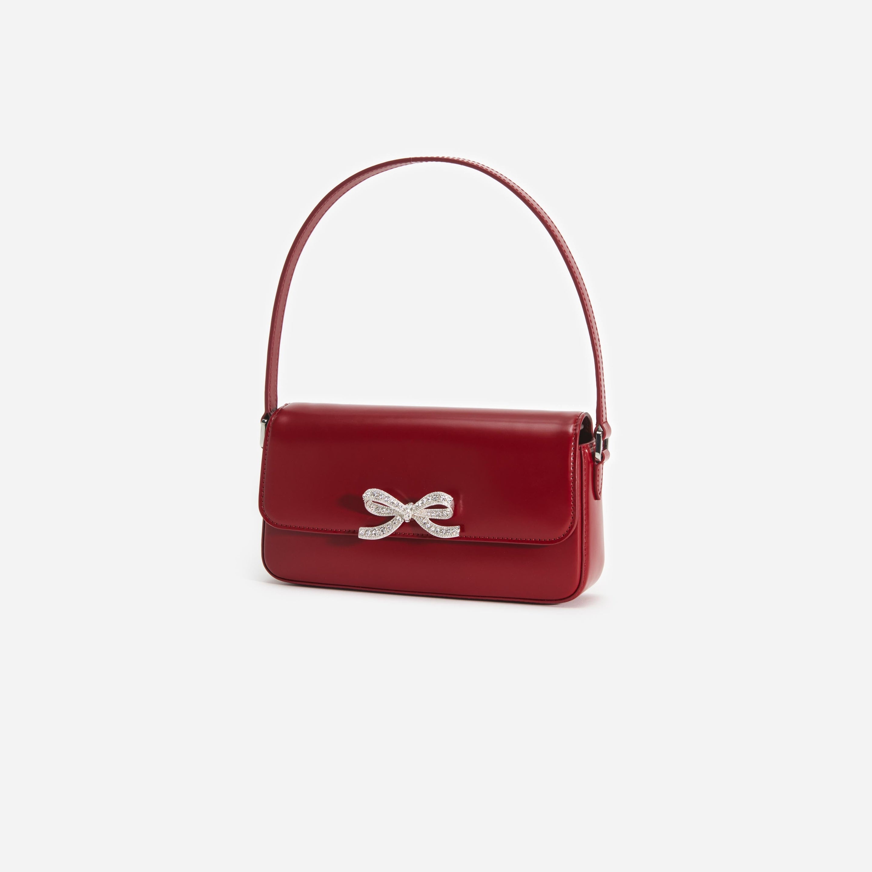 Burgundy Leather Baguette Bag - 2