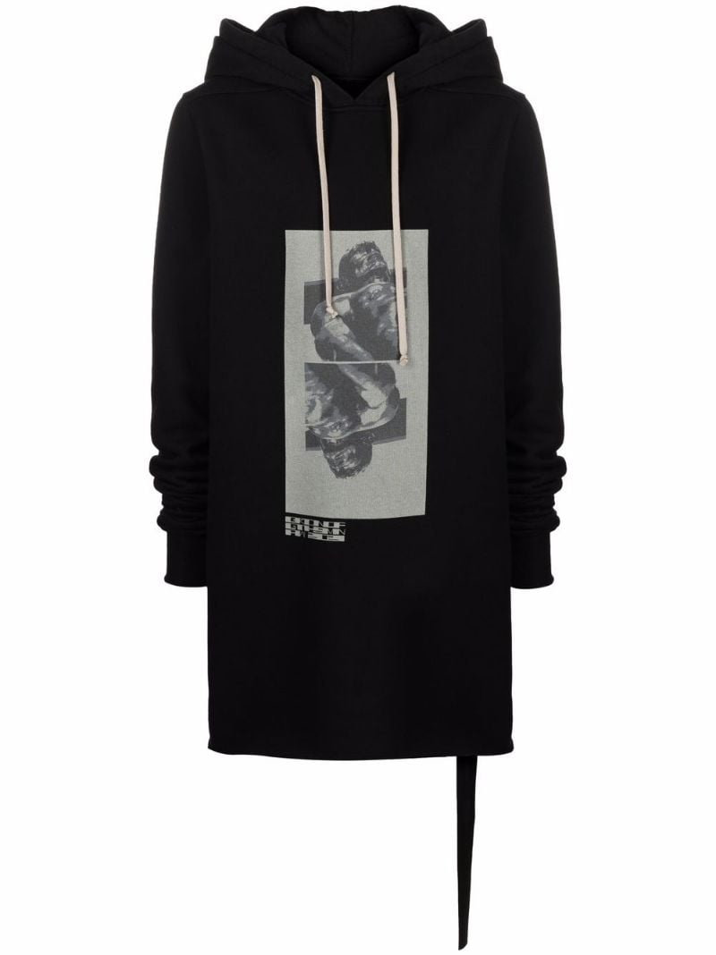 graphic-print longline hoodie - 1