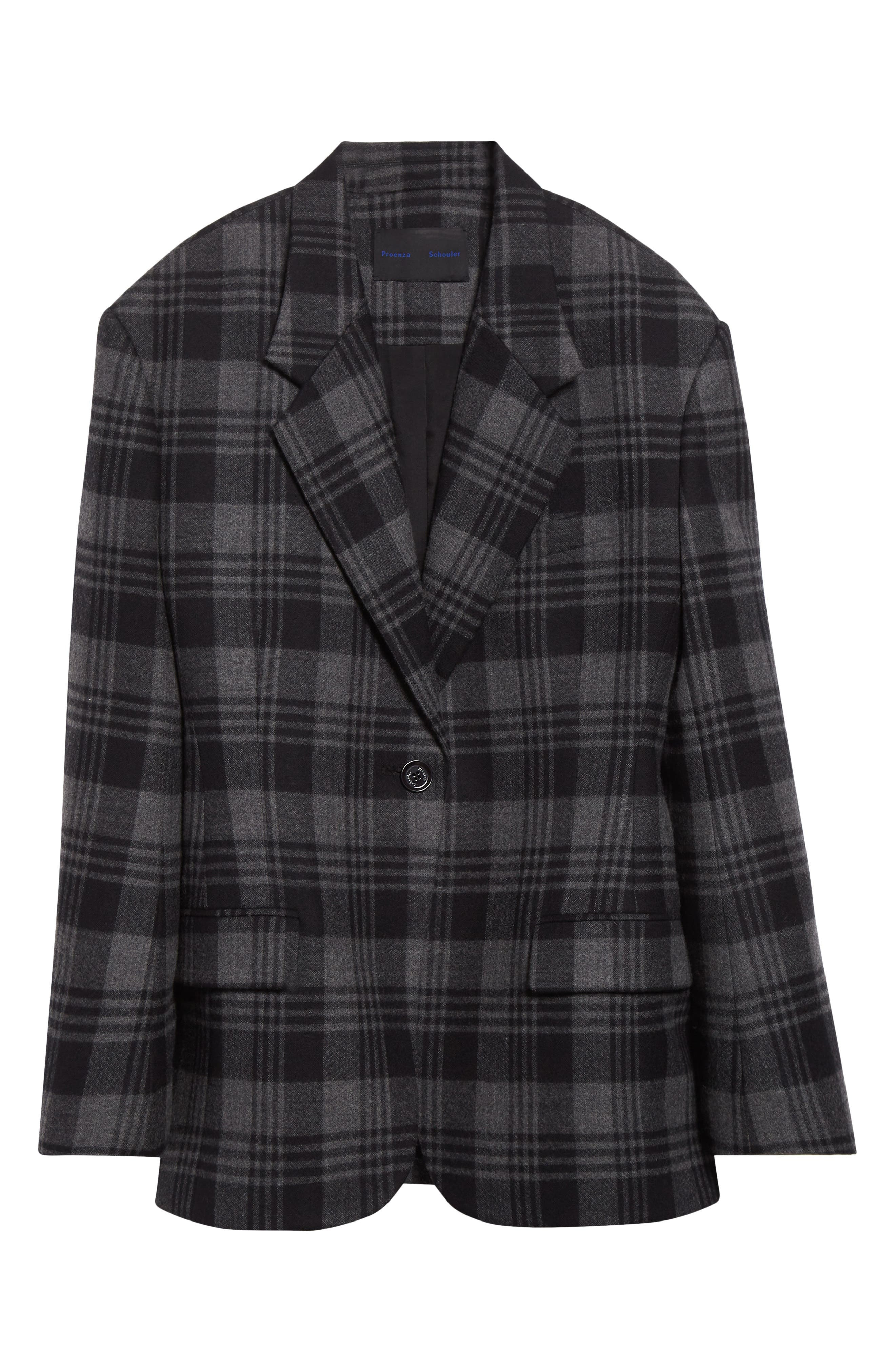 Proenza Schouler Daria Plaid Oversize Virgin Wool Blazer in Grey Multi at Nordstrom - 7