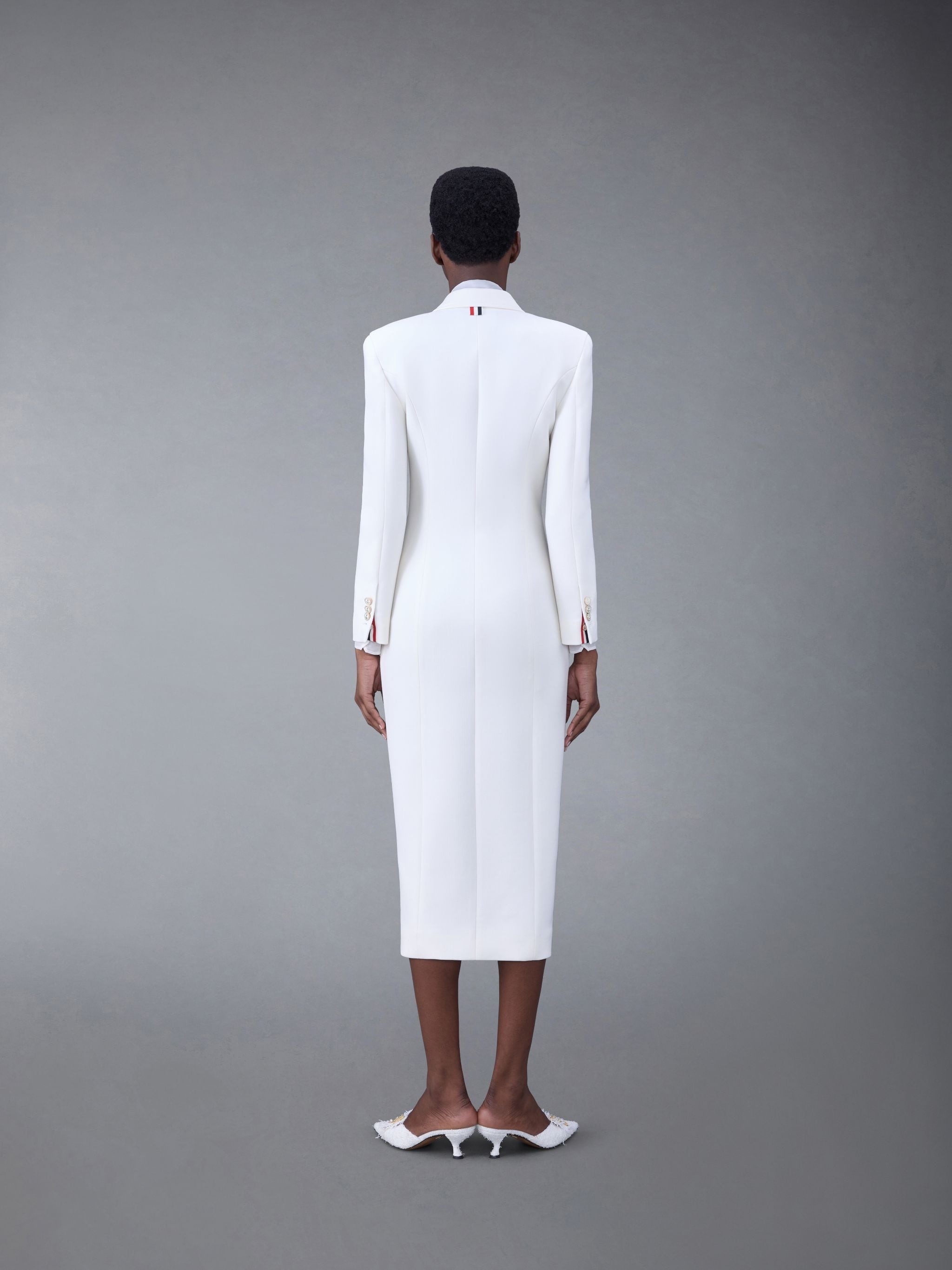 Wool Crepe Moulded Shoulder Maxi Dress - 3
