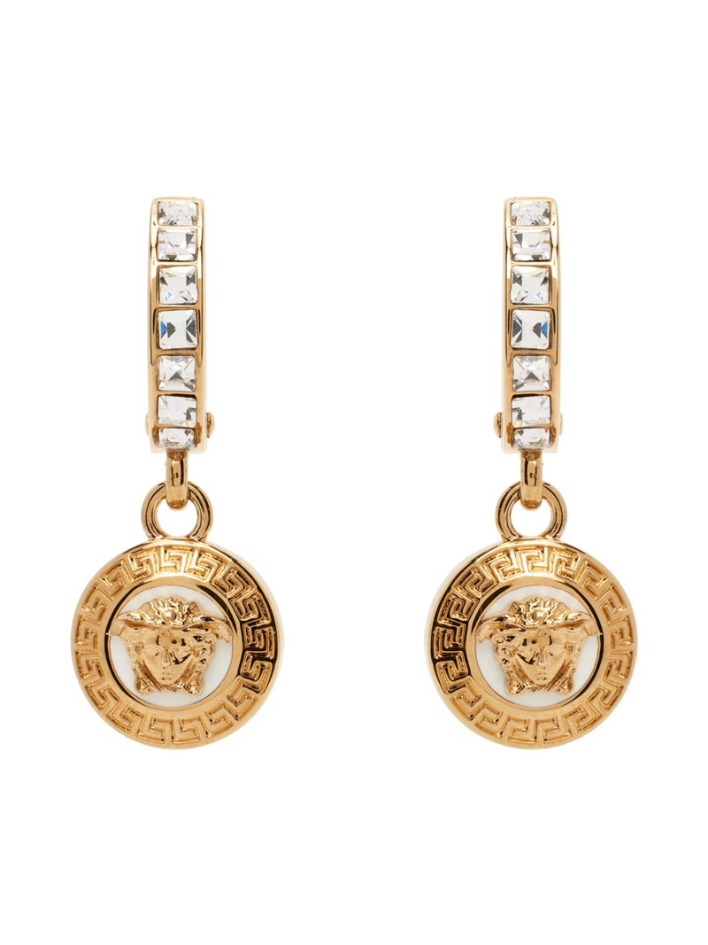 Gold Metal Strass Medusa Earrings 1