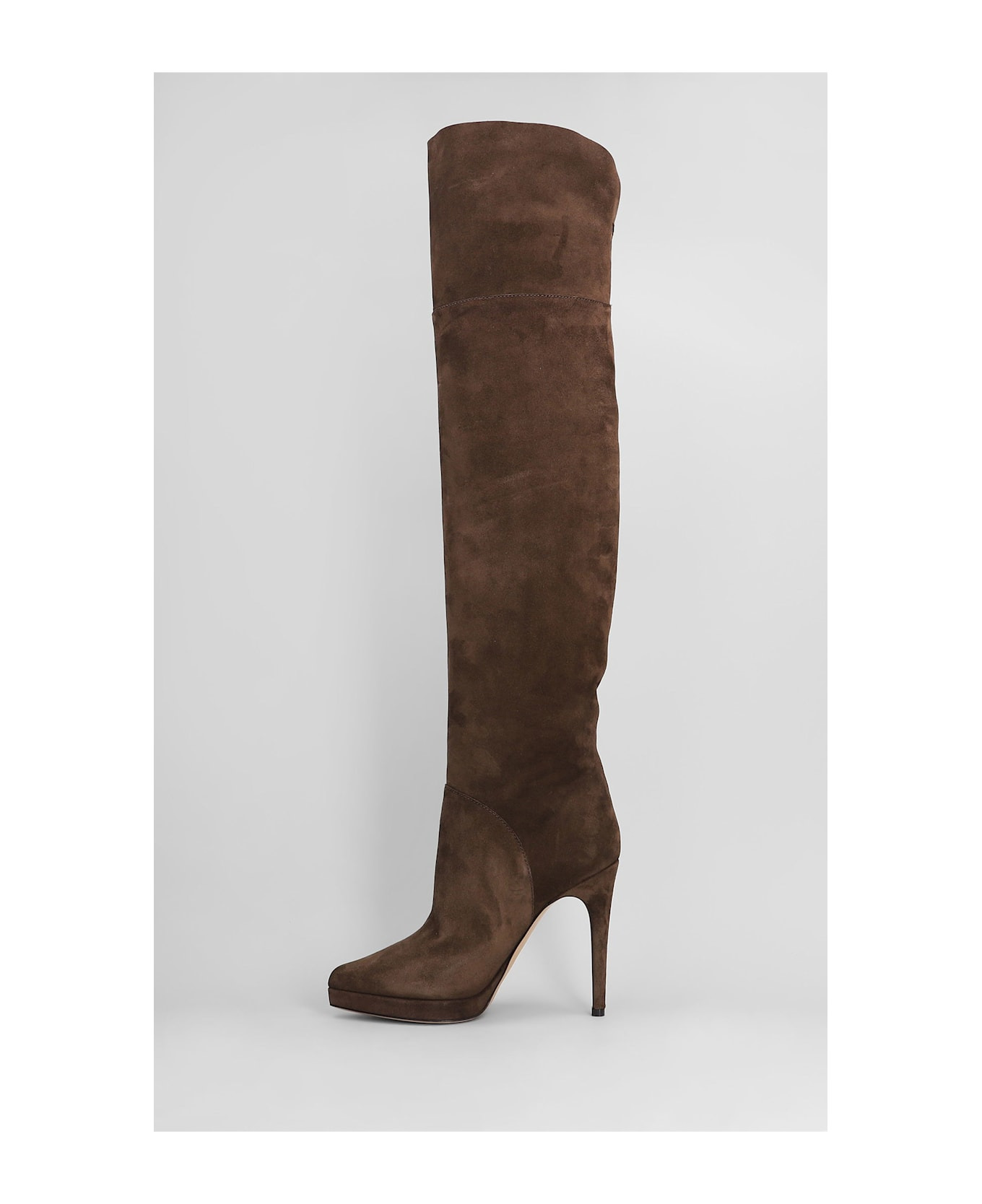 High Heels Boots In Brown Suede - 3